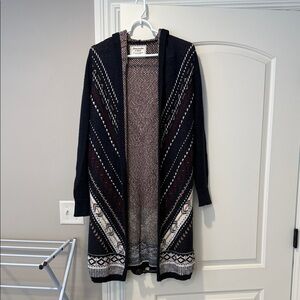 Abercrombie & Fitch Geometric Knit Cardigan - navy, White, Brown